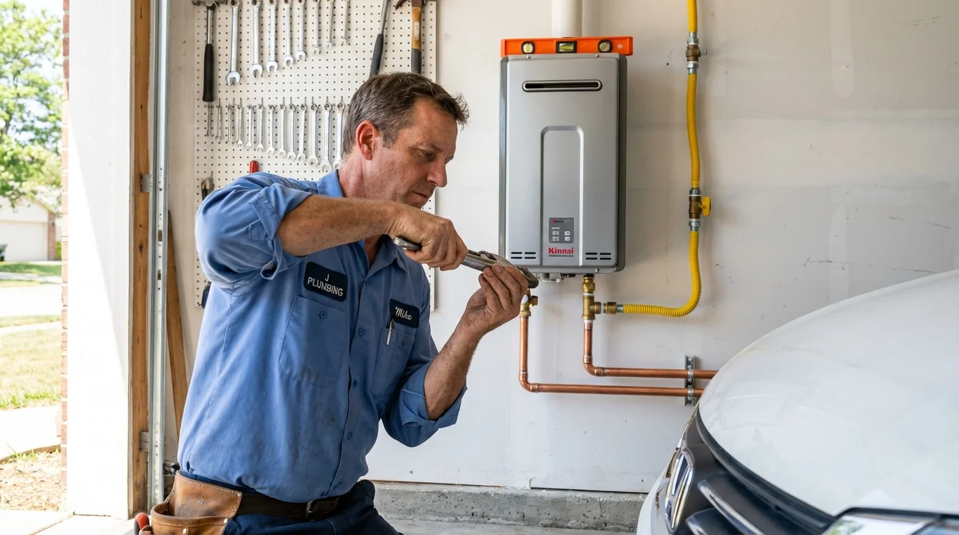 Tankless water heater installation by a Johns Plumbing LLC plumber in Spencerville